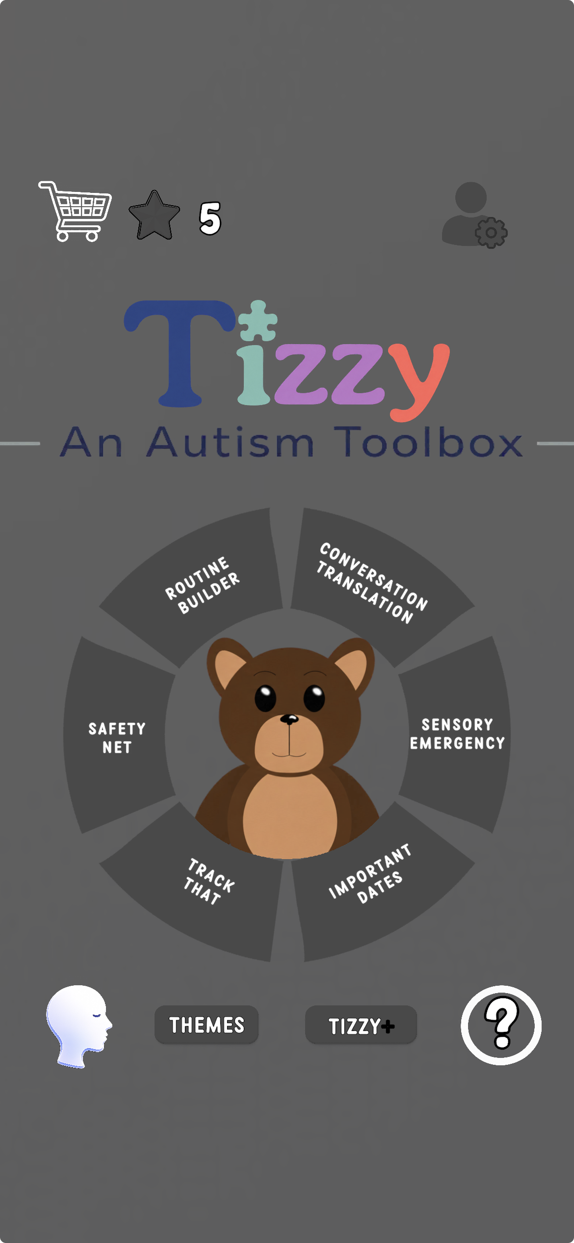 Tizzy home screen
