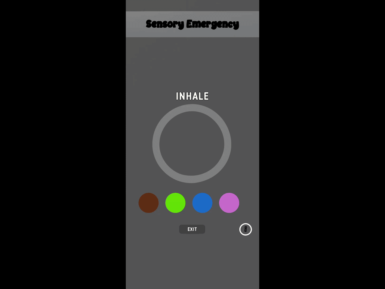 Sensory Emergency screen